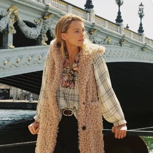 Anthropologie Top Blouse Darlene Long Sleeves Plaid Floral Bohemian Babydoll SM - Picture 2 of 9